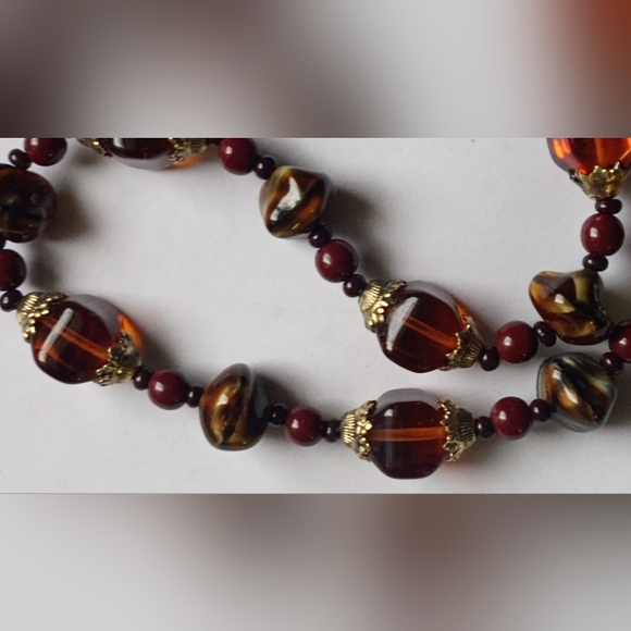 Erwin Pearl Amber /Orange Glass Beaded Rare Vintage Signed Necklace - Picture 9 of 14